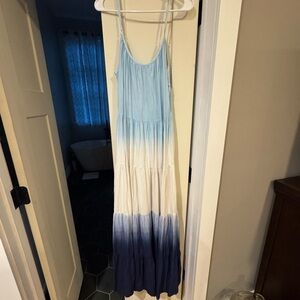 Pink Lily Blue to White Ombre Maxi Dress